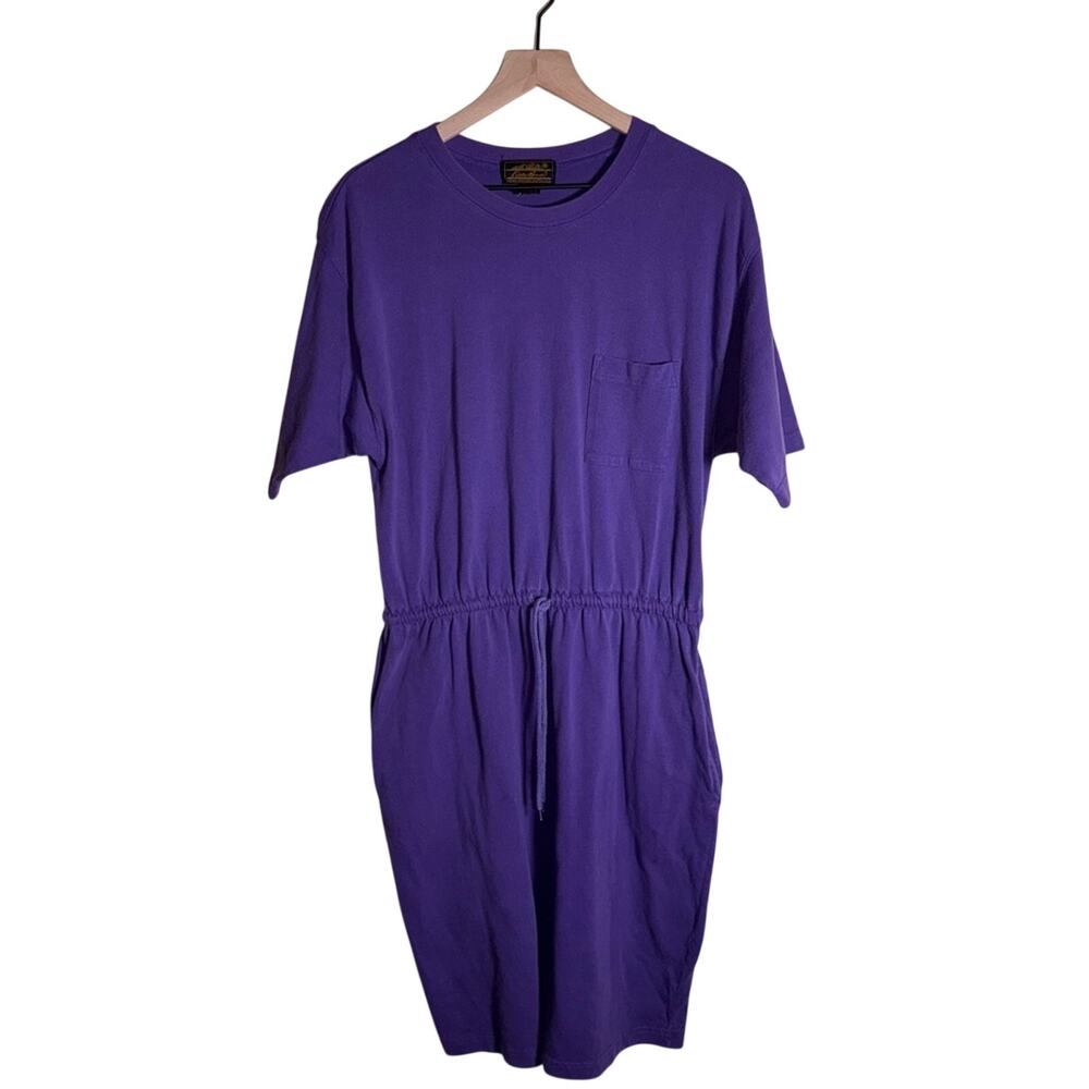 VINTAGE EDDIE BAUER 90s cotton drawstring waist gorpcore pocket tshirt dress L